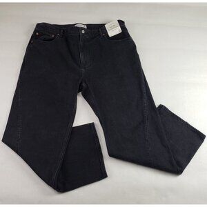 Abercrombie Fitch 90s Relaxed Jean Women 34/18S Short Black Front Vent High Rise